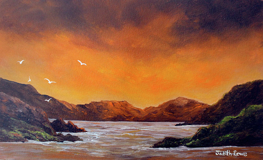 Mountain Sunset Painting by Judith Rowe
