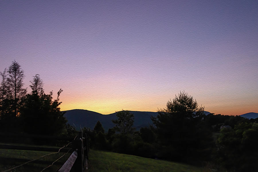 Mountain Sunset - Painted Digital Art by John Kirkland