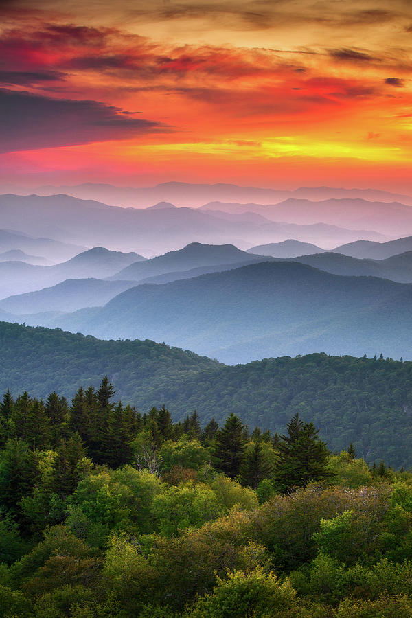 Mountain Sunset Scenic Landscape Blue Ridge Parkway North Carolina ...