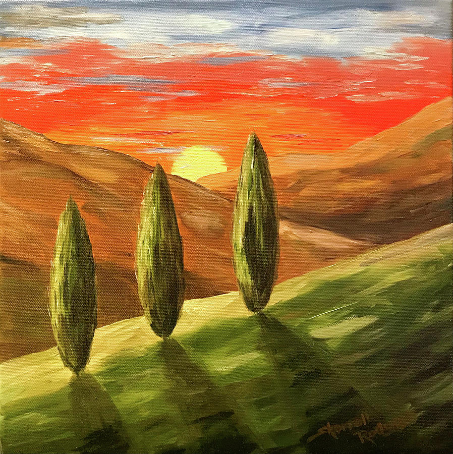 Mountain Sunset Painting by Sherrell Rodgers