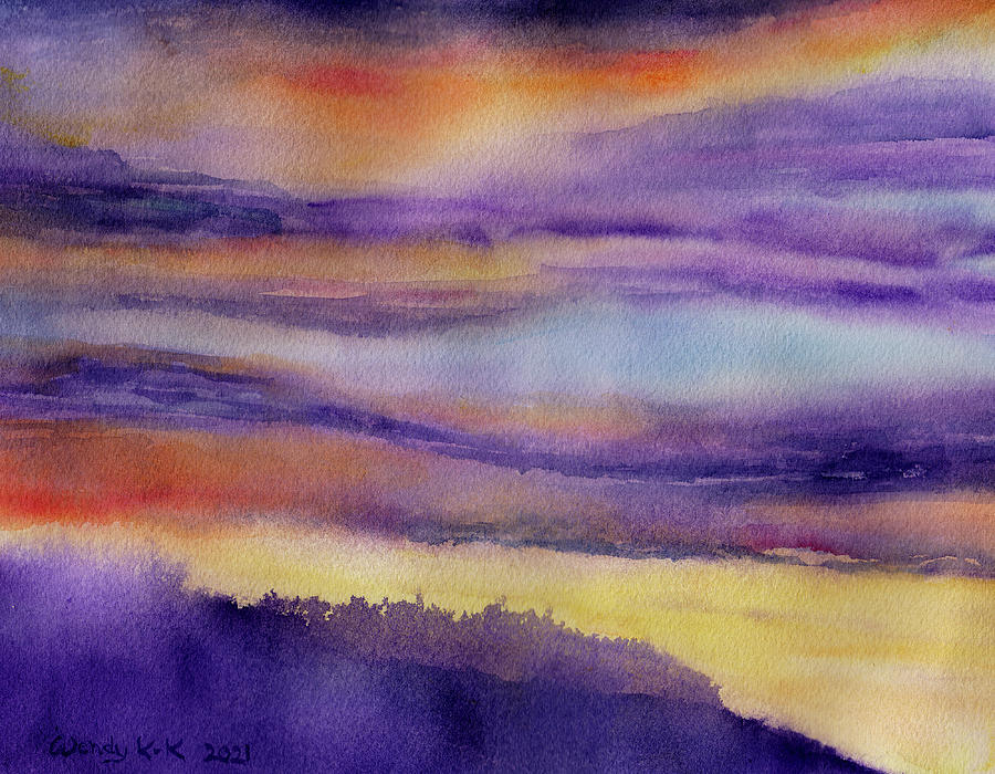 Mountain Sunset Painting by Wendy Keeney-Kennicutt