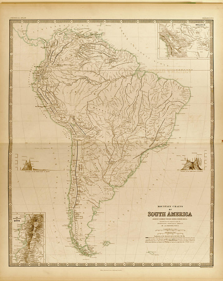 Map Drawing - Mountain Systems of South America by Vintage Maps