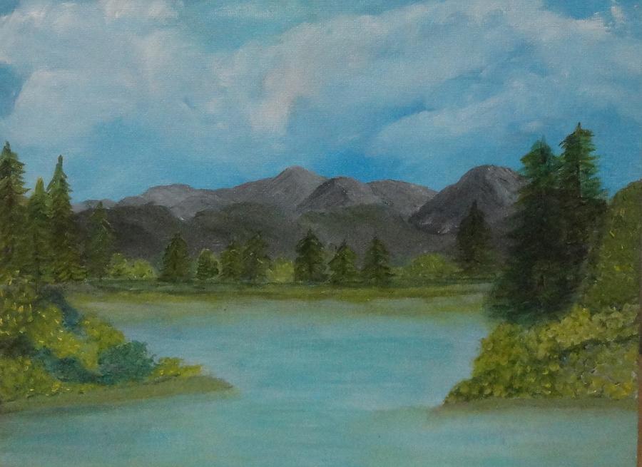 Mountain Top View Painting by Rosie Foshee
