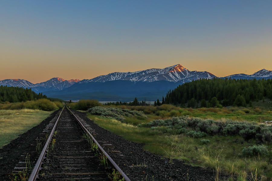 Mountain Train Tracks At Sunset Photograph by Dan Sproul