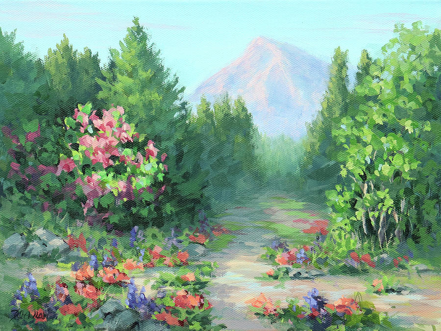 Mountain View Painting by Karen Ilari
