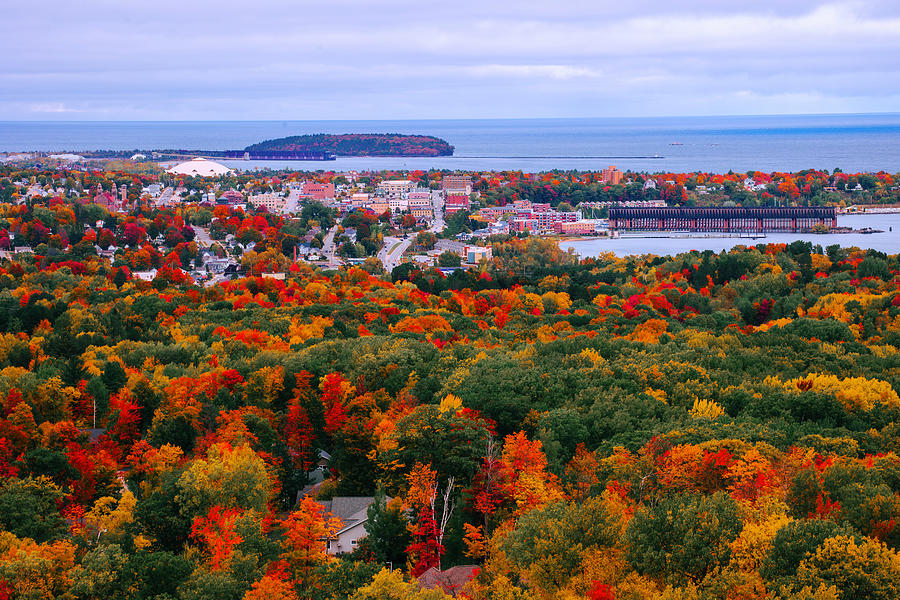 Mountain view of downtown Marquette in the Fall #2 Photograph by Jay Smith