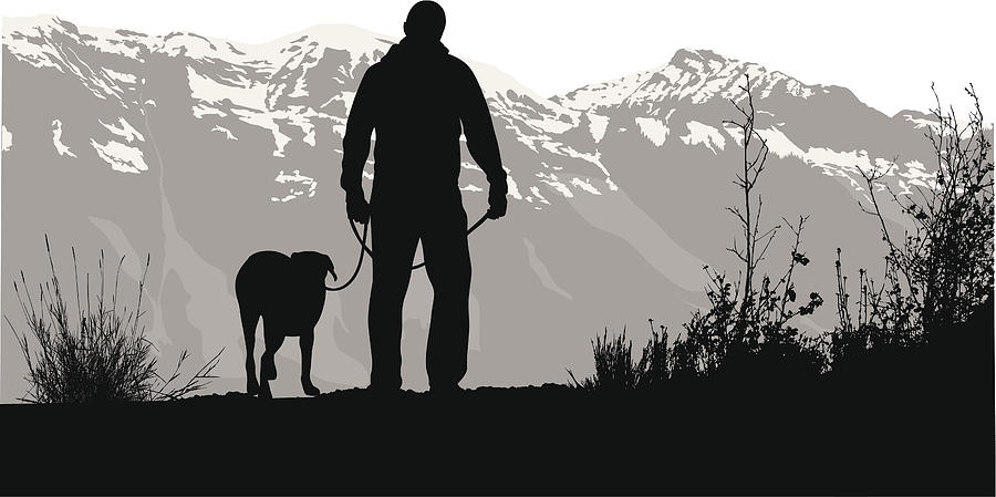 Mountain Walk Vector Silhouette Drawing by A-Digit