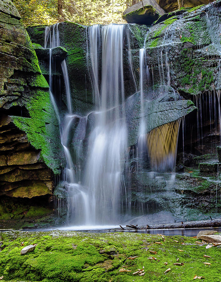 Mountain waterfall with green moss Photograph by Robert Miller