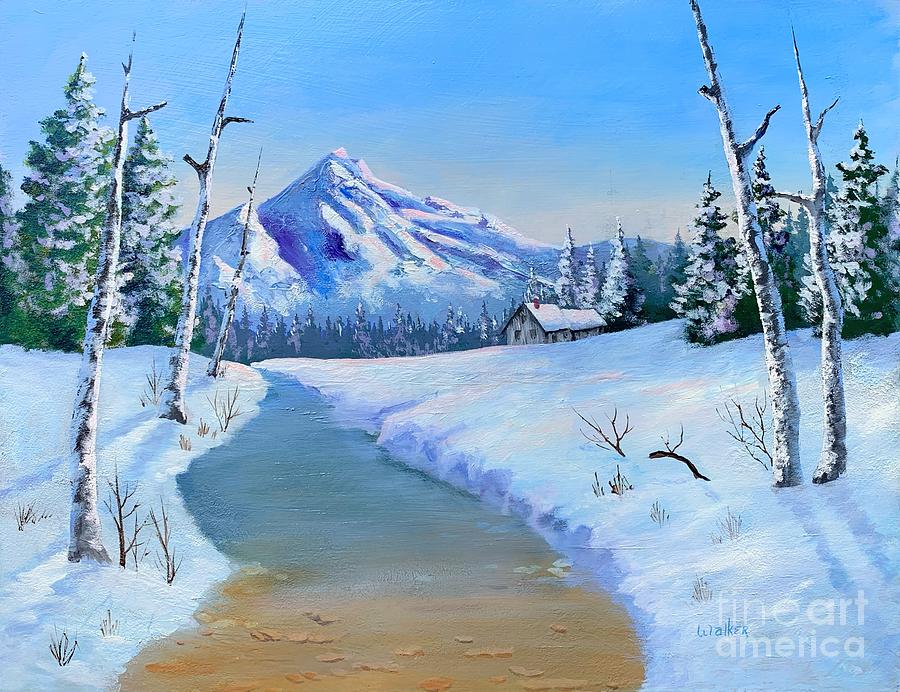 Mountain Winter Home Painting by Jerry Walker