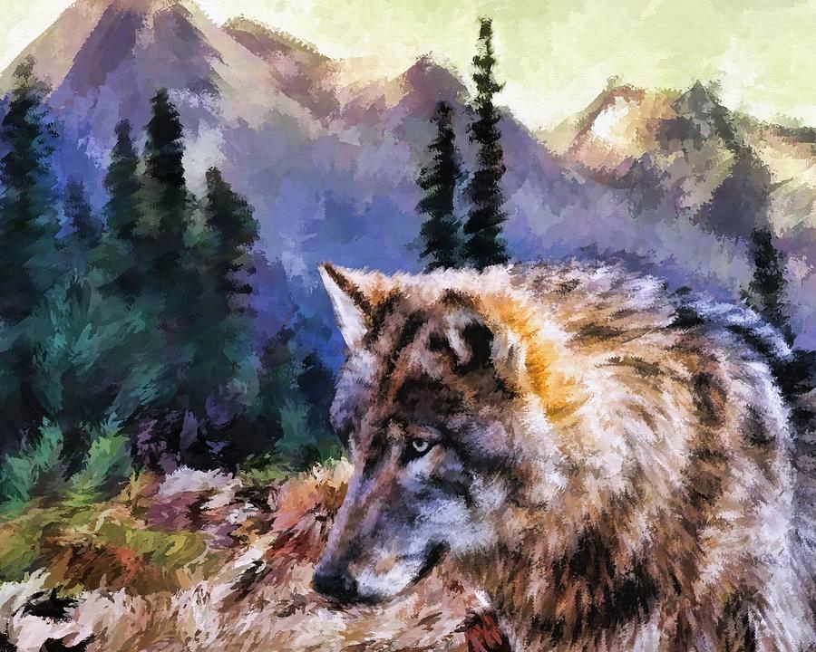 Mountain Wolf Painting Painting by Angelina Scott - Fine Art America