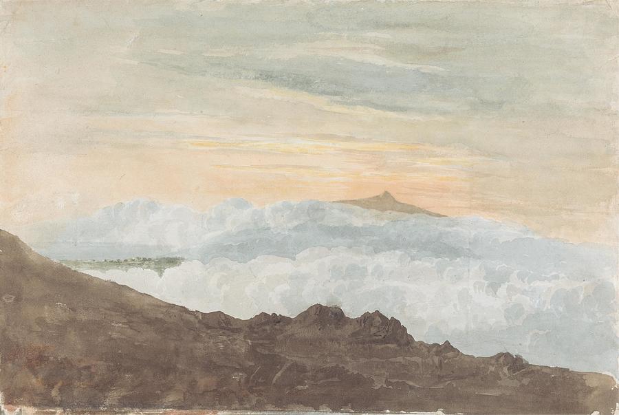 Mountainous Landscape with Clouds ca art Drawing by Joshua Cristall ...