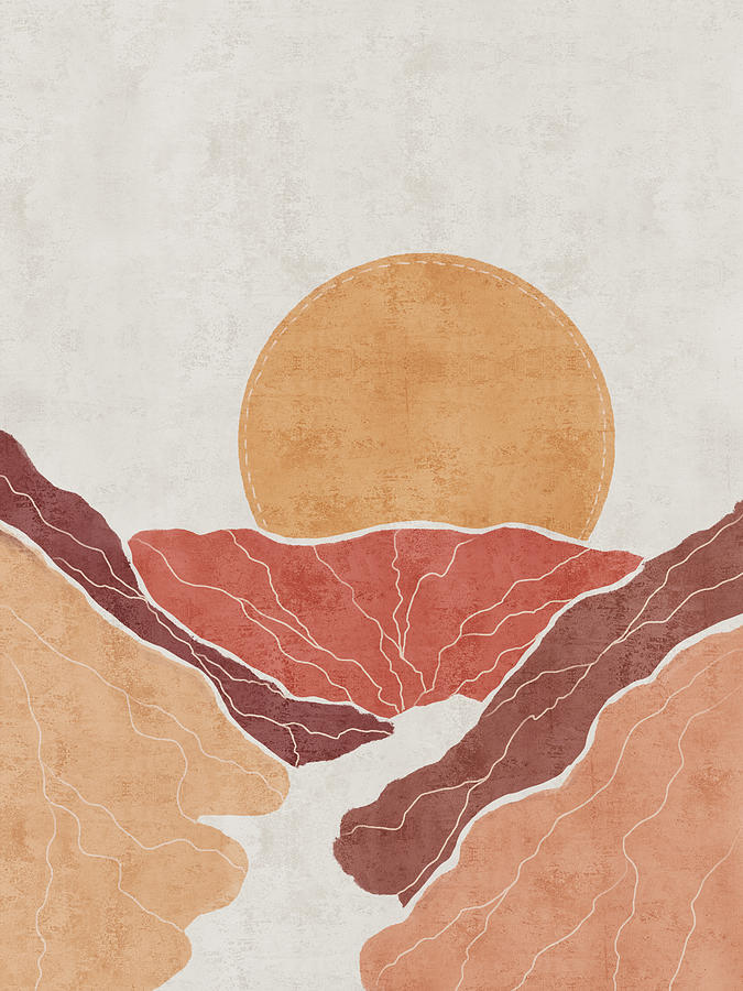 Mountains And Canyons - Minimal - Mid Century Modern Abstract Digital Art