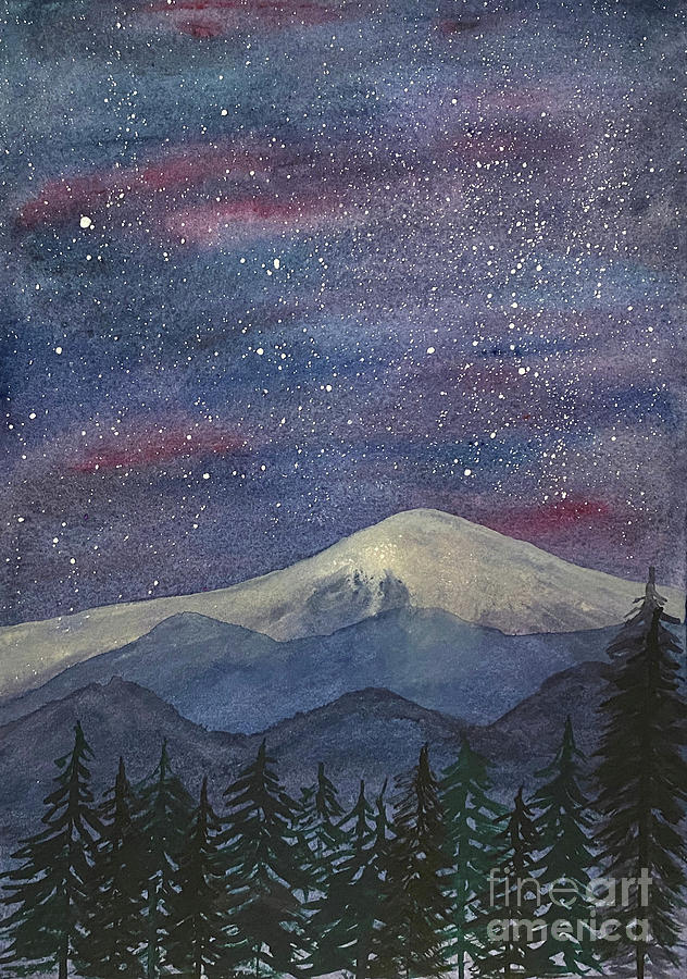Mountains at Night Mixed Media by Lisa Neuman