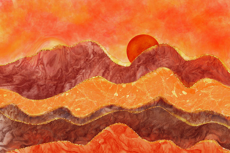 Mountains at Sunset Digital Art by Peggy Collins