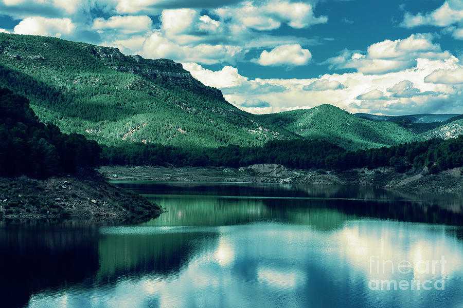 Blue Photograph - Mountains By The Lake by Vicente Sargues Blue Photograph - Mountains By The Lake by Vicente Sargues