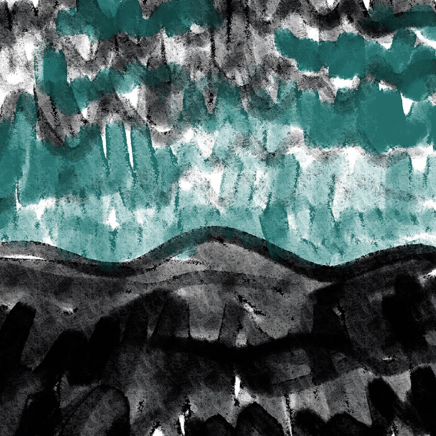 Mountains From A Dream - Contemporary Abstract In Black And Green 1 Digital Art