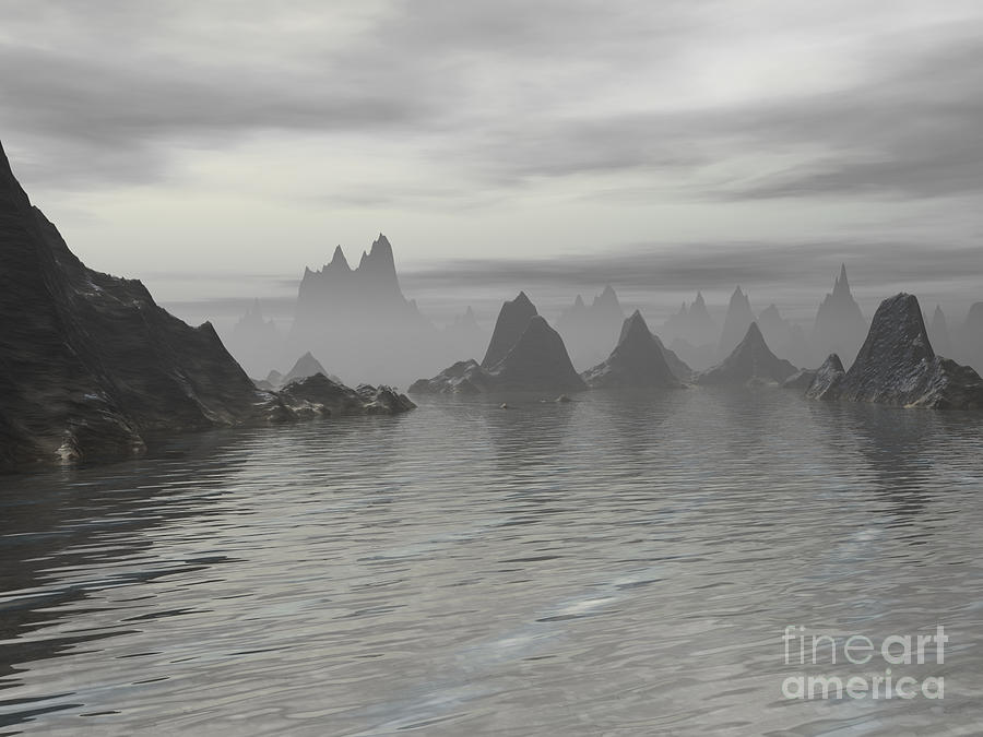 Mountains In Fog Digital Art by Phil Perkins