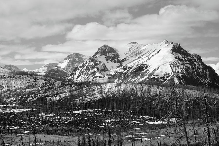 Mountains of Glacier in Black and White Photograph by Whispering Peaks Photography