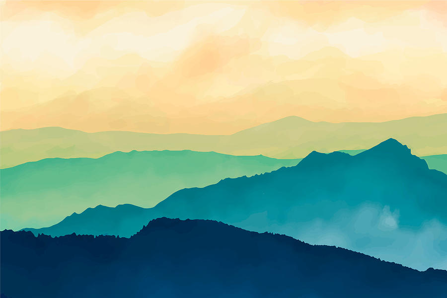 Mountains Sunset Purple Blue Painting by Tony Rubino