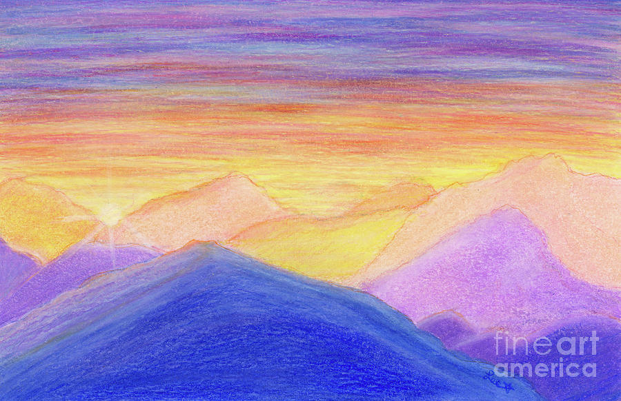 Mountains Through A Hazy Evenings Sunset Painting by Dorothy Lee