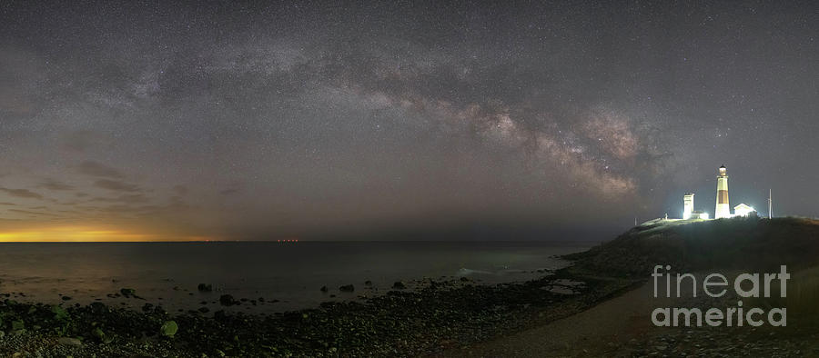 Mountauk Lighthouse Milky Way Pano Photograph by Michael Ver Sprill