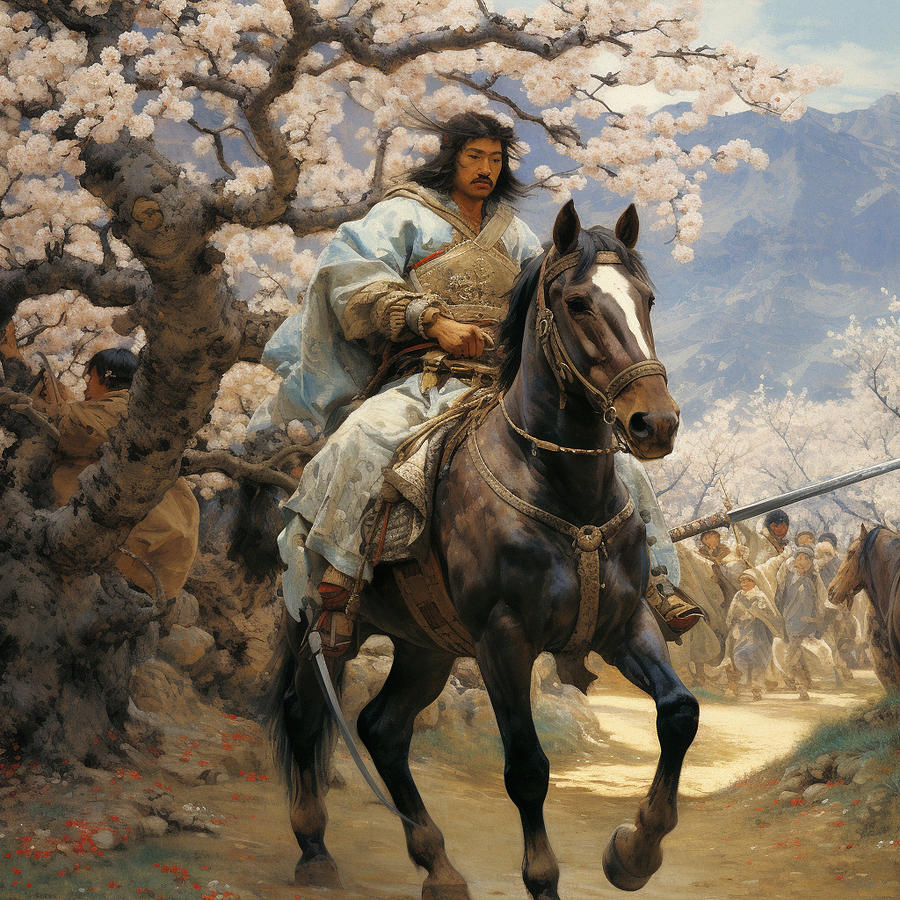 Samurai Digital Art - Mounted warrior by Robert Fenwick May Jr