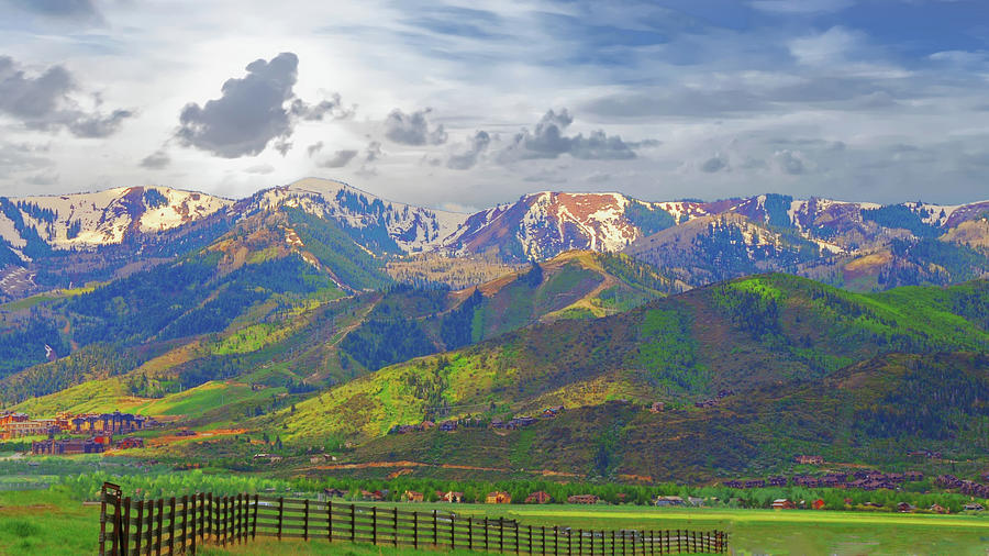 Mountian Snow Capped- Olympic Village-Park City Utah Photograph by ...