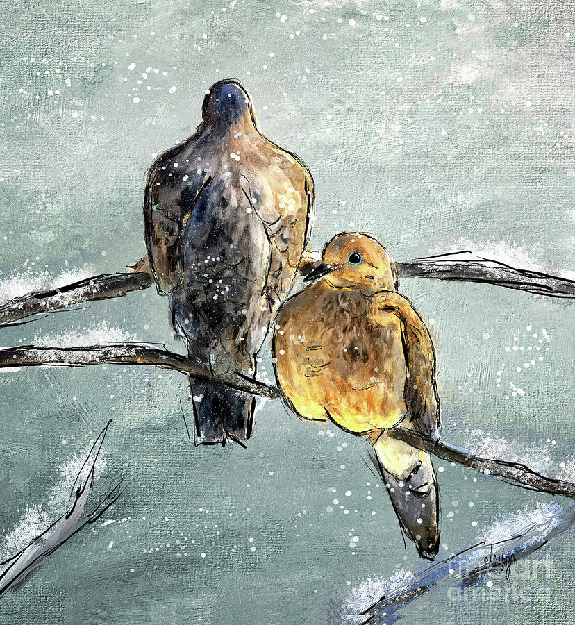 Mourning Doves In A Morning Flurry Digital Art by Lois Bryan