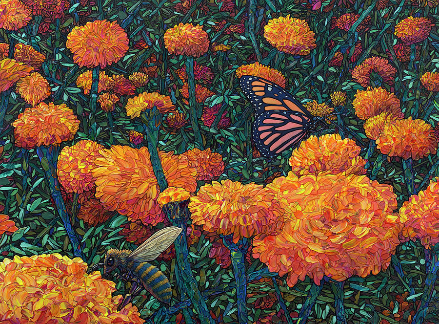 Mourning Marigolds for Beatriz Painting by James W Johnson