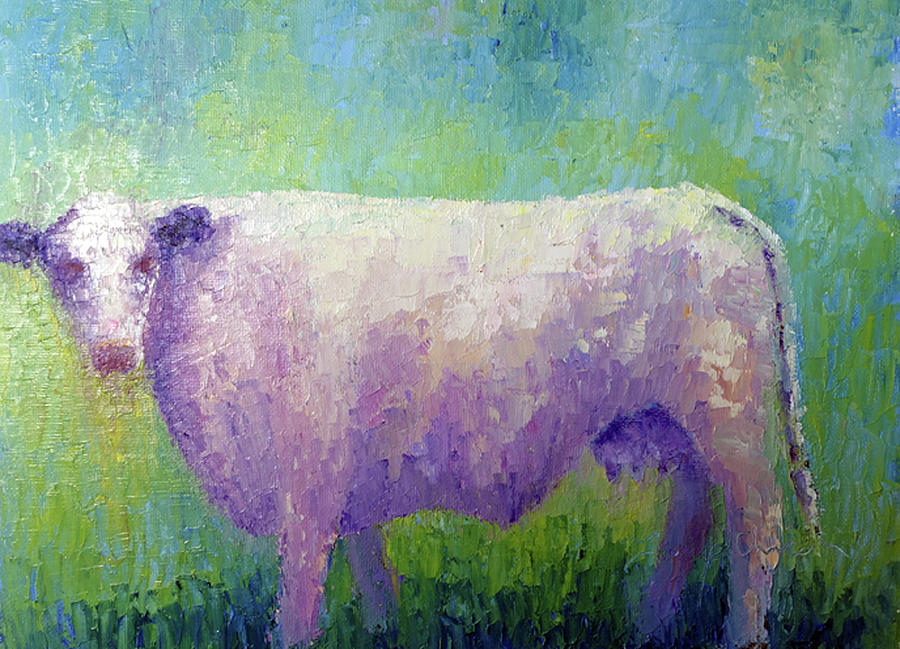 Cow Painting - Mourning by Terry Chacon