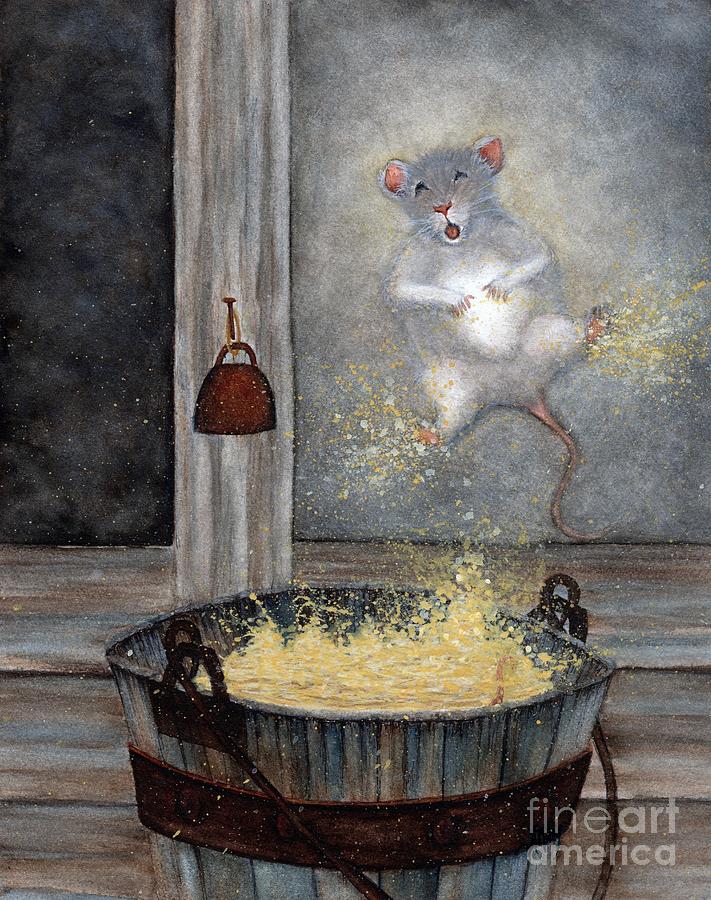 Mouse and a bucket of cream  Painting by Janine Riley