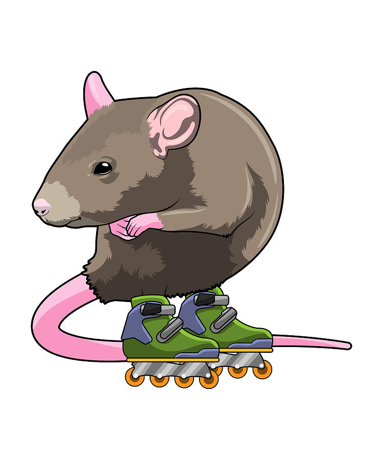 Mouse as Inline skater with Inline skates Painting by Markus Schnabel ...