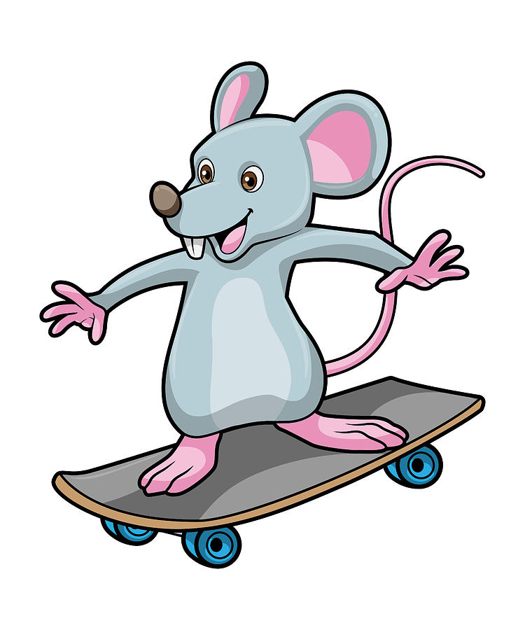 Mouse as Skater with Skateboard Painting by Markus Schnabel | Fine Art ...