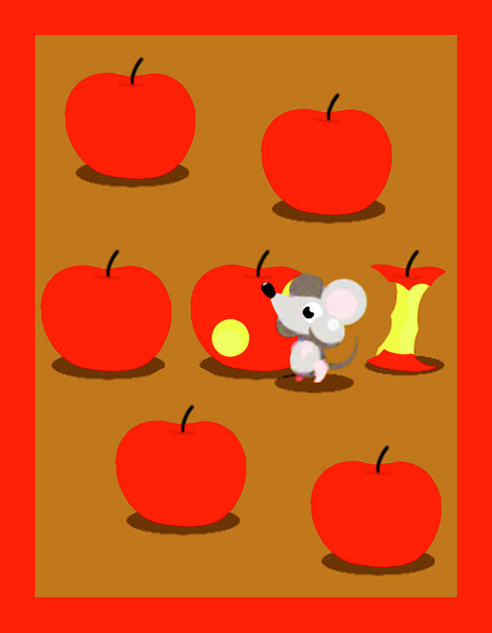 Mouse Snacking On Apples Digital Art by Fine Art by Alexandra