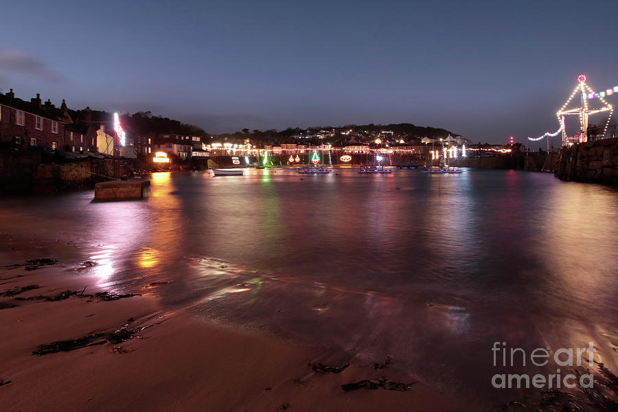 Mousehole Lights from Wharf Beach Photograph by Terri Waters
