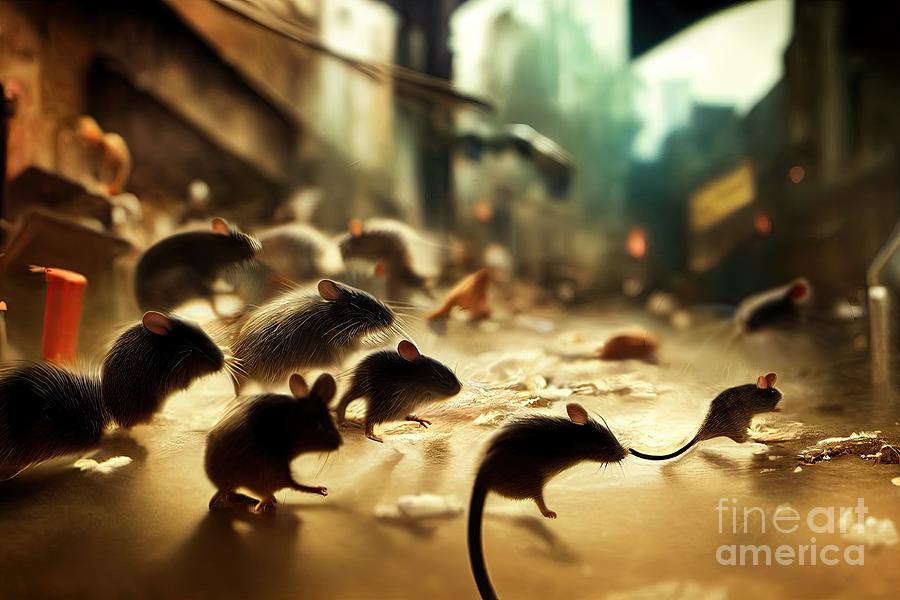 Mouses Invasion In The Streets Digital Art by Benny Marty