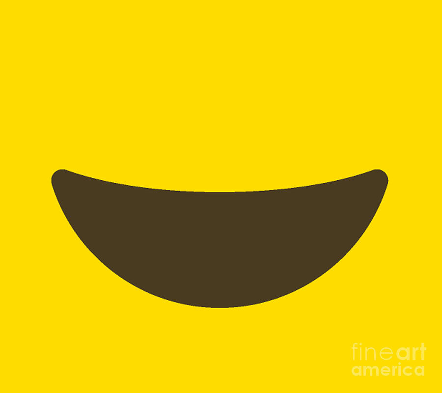 Mouth Smile Yellow Cartoon Vector Happy Emotion Digital Art By Noirty