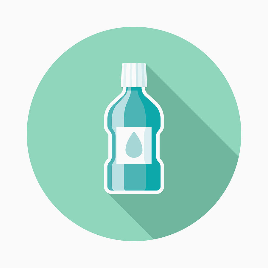 Mouthwash Flat Design Dentist Icon with Side Shadow Drawing by Bortonia