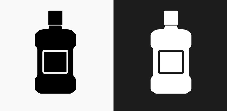 Mouthwash Icon on Black and White Vector Backgrounds Drawing by Bubaone