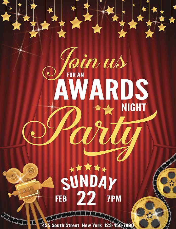 Movie Awards Night Party Invitation Template Drawing by Diane Labombarbe