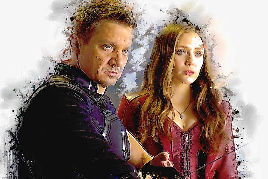 Movie Captain America Civil War Captain America Scarlet Witch Hawkeye Jeremy Renner Elizabeth Olsen Digital Art By Joseph Pattern