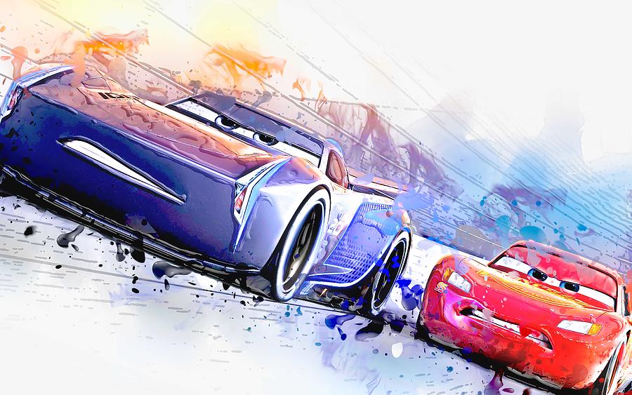 Movie Cars 3 Lightning McQueen Jackson Storm Disney Pixar Digital Art ...