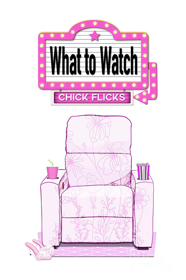 Movie Chair with Pink Cinema Sign - Home Theater Decor Digital Art by Patricia Awapara