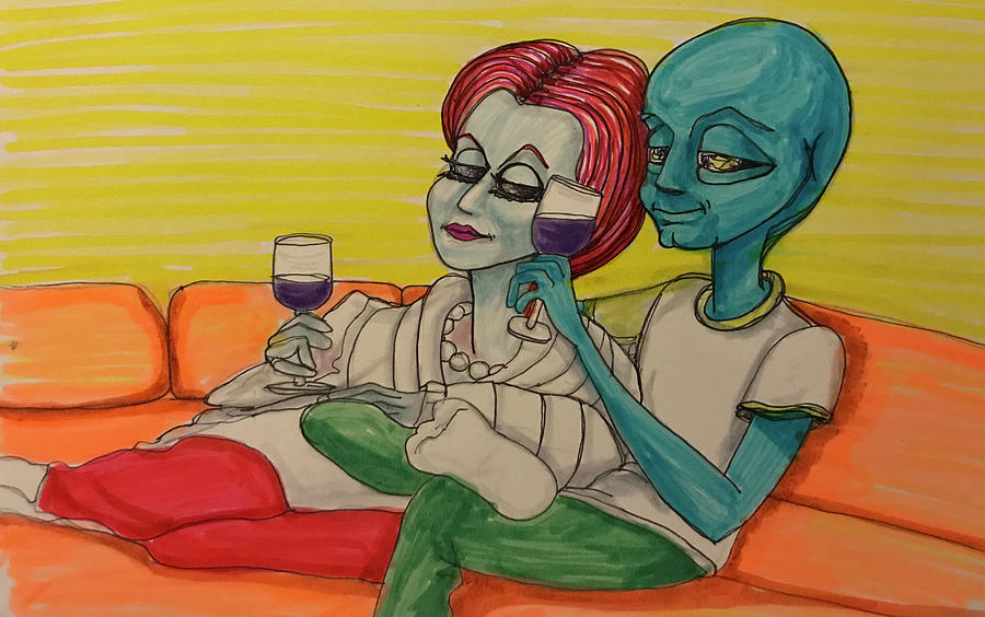 Movie Night Drawing by Similar Alien