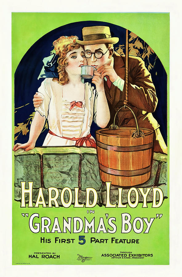 Vintage Mixed Media - Grandmas Boy, with Harold Lloyd, 1922 by Movie World Posters