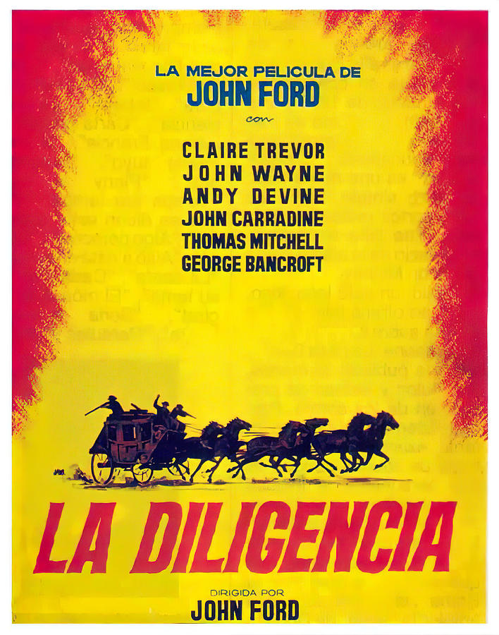 John Wayne Mixed Media - Movie poster for Stagecoach, with John Wayne, 1939 by Movie World Posters