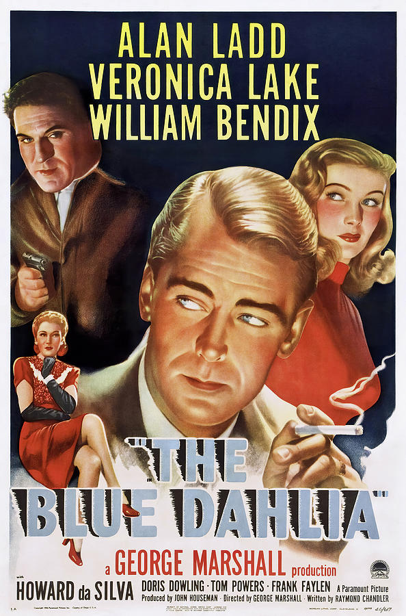 Vintage Mixed Media - Movie poster for The Blue Dahlia, with alan Ladd and Veronica Lake, 1946 by Movie World Posters
