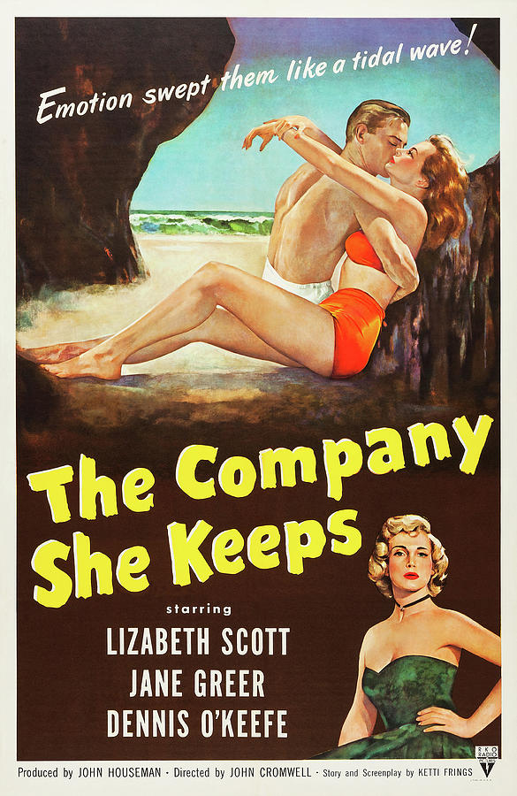 Movie poster for The Company She Keeps, with Lizabeth Scott, 1951 Mixed Media by Movie World Posters