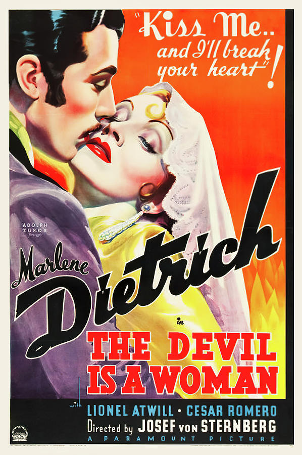Movie poster for The Devil is a Woman, with Marlene Dietrich, 1935 Mixed Media by Movie World Posters