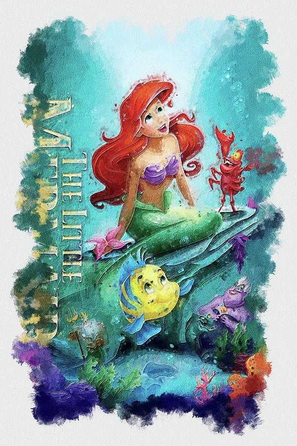 Movie The Little Mermaid 1989 King Triton Ariel Mermaid Flounder Sebastian Ursula Merman Digital 1968